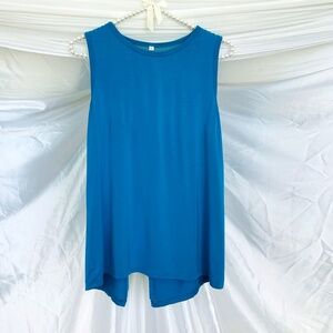 Turquoise Workout Tank with Mesh And Split Back Detail